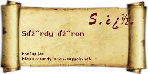Sárdy Áron névjegykártya